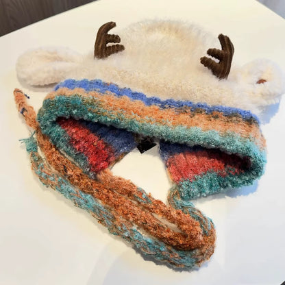 Archi Handwork Christmas Santa Claus Reindeer Antler Hat Horns Headgear Warm Helmet Cosplay Props