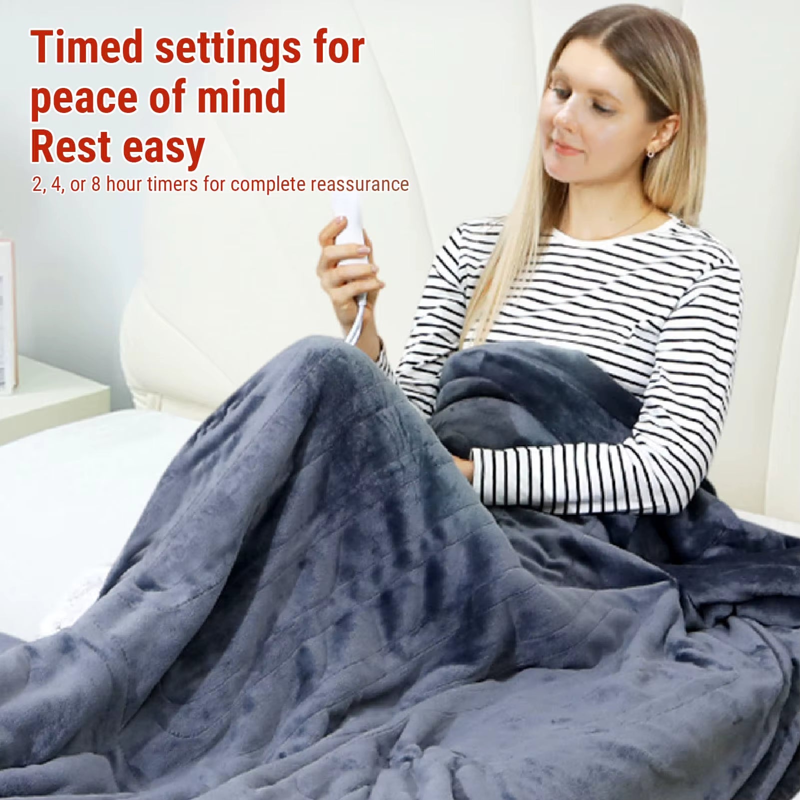 【Hot】50X70Inch Electric Wearable Blanket with Sleeves Hood and Foot Pocket Flannel 10 Heating Levels with 3 Time Settings